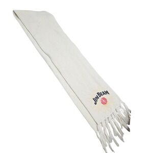 Jim Beam Scarf Ivory Knit Fringe‎ Logo Drink Smart Recycled Polyester